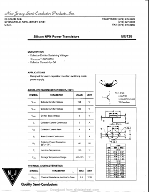 BU126 Datasheet PDF New Jersey Semiconductor