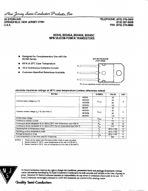 BD545 Datasheet PDF New Jersey Semiconductor