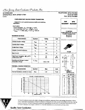 MJE2955T Datasheet PDF New Jersey Semiconductor