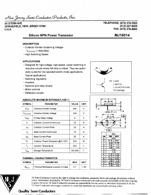 MJ16014 Datasheet PDF New Jersey Semiconductor