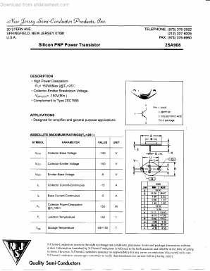 2SA908 Datasheet PDF New Jersey Semiconductor