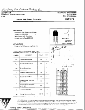 2SB1373 Datasheet PDF New Jersey Semiconductor
