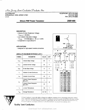 B1468 Datasheet PDF New Jersey Semiconductor