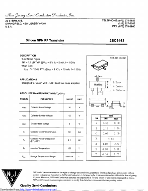 2SC5463 Datasheet PDF New Jersey Semiconductor