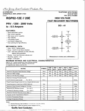 RGP02-12 Datasheet PDF New Jersey Semiconductor