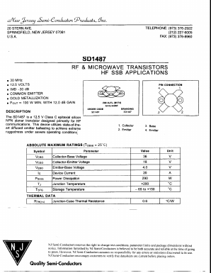 SD1487 Datasheet PDF New Jersey Semiconductor