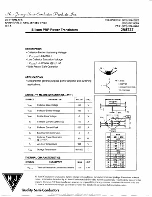 2N5737 Datasheet PDF New Jersey Semiconductor