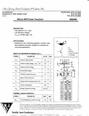 2N6496 Datasheet PDF New Jersey Semiconductor