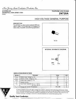 2N720A Datasheet PDF New Jersey Semiconductor