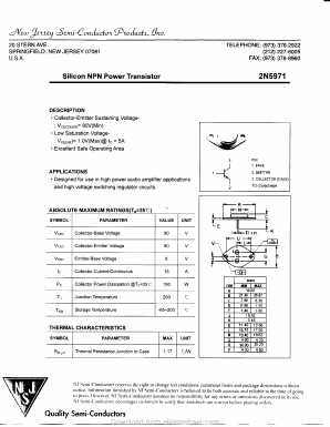 2N5971 Datasheet PDF New Jersey Semiconductor