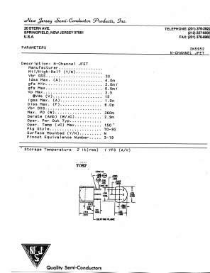 2N5952 Datasheet PDF New Jersey Semiconductor