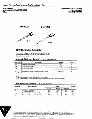 2N7052 Datasheet PDF New Jersey Semiconductor