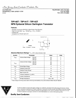 TIP142T Datasheet PDF New Jersey Semiconductor