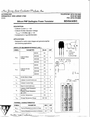 BDV64C Datasheet PDF New Jersey Semiconductor