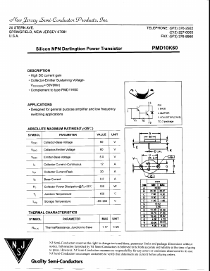 PMD10K60 Datasheet PDF New Jersey Semiconductor