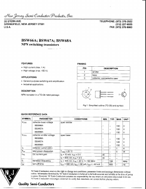 BSW68A Datasheet PDF New Jersey Semiconductor