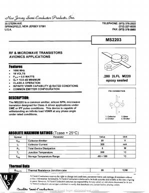 MS2203 Datasheet PDF New Jersey Semiconductor