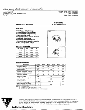 IRF440 Datasheet PDF New Jersey Semiconductor