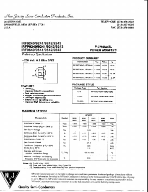 IRF9241 Datasheet PDF New Jersey Semiconductor