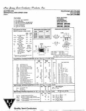 3N190 Datasheet PDF New Jersey Semiconductor