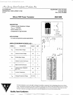 2SA1489 Datasheet PDF New Jersey Semiconductor