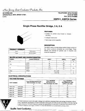 KBPC1 Datasheet PDF New Jersey Semiconductor