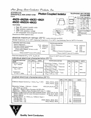 4N29 Datasheet PDF New Jersey Semiconductor