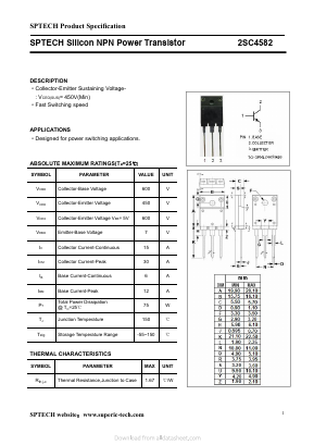 2SC4582 Datasheet PDF New Jersey Semiconductor