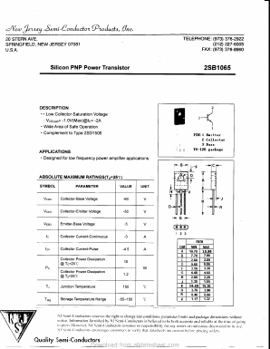 2SB1065 Datasheet PDF New Jersey Semiconductor