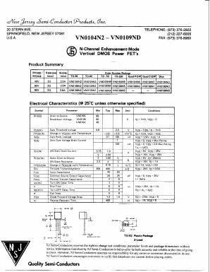 VN0109N5 Datasheet PDF New Jersey Semiconductor