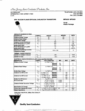 MPSA28 Datasheet PDF New Jersey Semiconductor