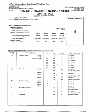 1N4152 Datasheet PDF New Jersey Semiconductor