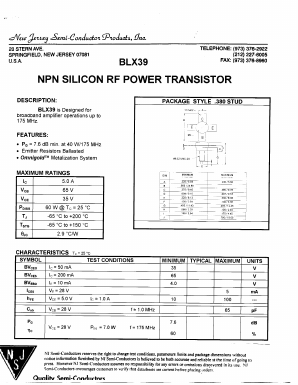 BLX39 Datasheet PDF New Jersey Semiconductor