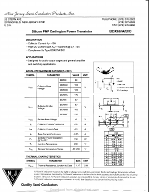 BDX66C Datasheet PDF New Jersey Semiconductor
