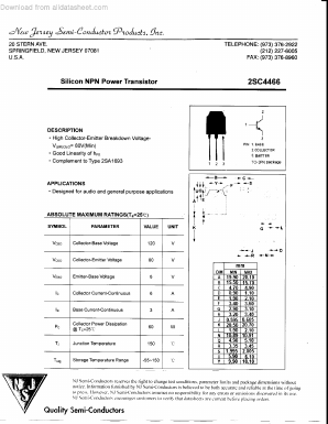 2SC4466 Datasheet PDF New Jersey Semiconductor