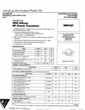 MRF327 Datasheet PDF New Jersey Semiconductor