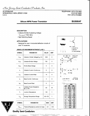 BU508AF Datasheet PDF New Jersey Semiconductor