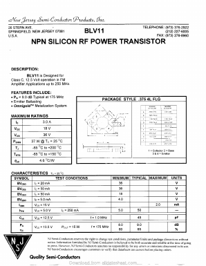 BLT11 Datasheet PDF New Jersey Semiconductor