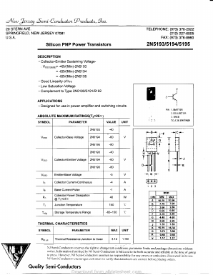 2N5193 Datasheet PDF New Jersey Semiconductor