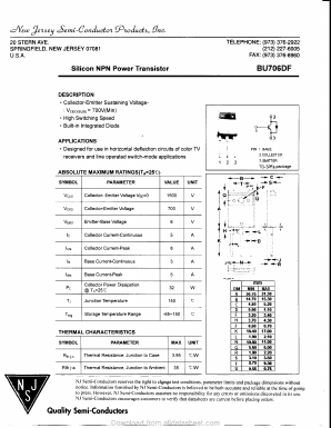 BU706DF Datasheet PDF New Jersey Semiconductor