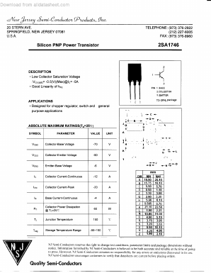 2SA1746 Datasheet PDF New Jersey Semiconductor