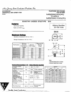 MBR6060R Datasheet PDF New Jersey Semiconductor