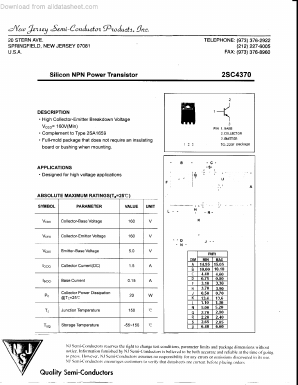 C4370 Datasheet PDF New Jersey Semiconductor