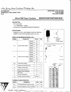 BD934F Datasheet PDF New Jersey Semiconductor
