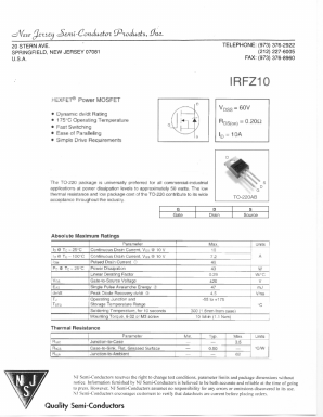 IRFZ10 Datasheet PDF New Jersey Semiconductor