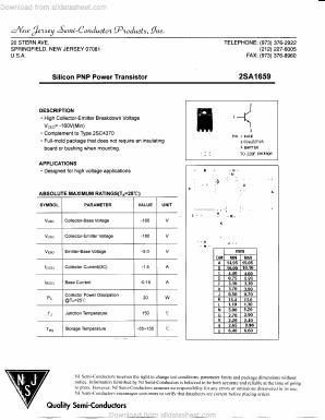 A1659 Datasheet PDF New Jersey Semiconductor