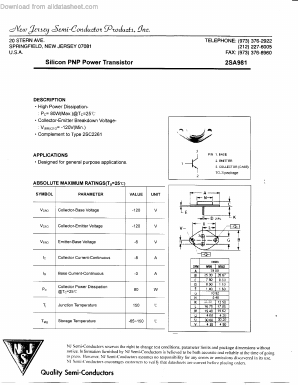 2SA981 Datasheet PDF New Jersey Semiconductor