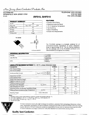 IRF510PBF Datasheet PDF New Jersey Semiconductor