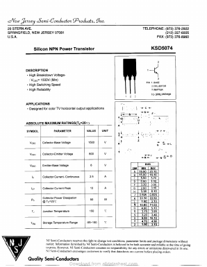 KSD5074 Datasheet PDF New Jersey Semiconductor