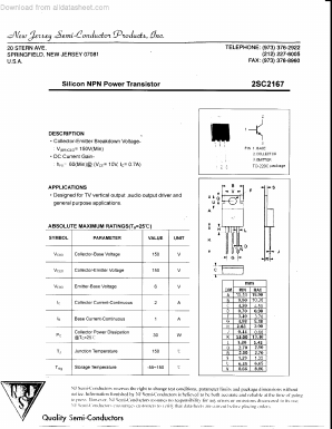 C2167 Datasheet PDF New Jersey Semiconductor